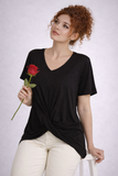 T-SHIRT DONNA SOPHIA TAGLIE OVER SCOLLO V MANICHE CORTE VISCOSA ART. 26005