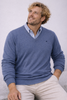 MAGLIONE UOMO IL GRANCHIO CONFORMATO COTONE SCOLLO V MANICA LUNGA POLSINI FASCIA LOGO ART.FEDRO26-V