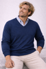 MAGLIONE UOMO IL GRANCHIO CONFORMATO COTONE SCOLLO V MANICA LUNGA POLSINI FASCIA LOGO ART.FEDRO26-V