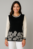 MAGLIONE DONNA GIROCOLLO RIGHE FANTASIA MARCA DONNA AMICA ART.8115