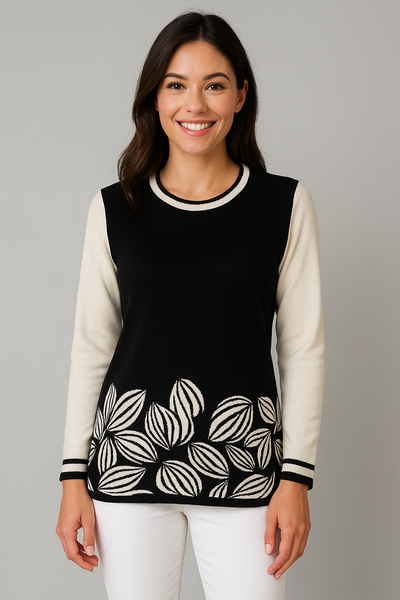 MAGLIONE DONNA GIROCOLLO RIGHE FANTASIA MARCA DONNA AMICA ART.8115