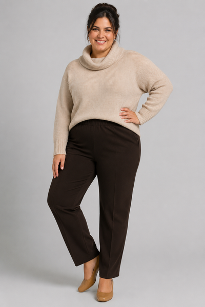 PANTALONE DONNA PERLA TAGLIE OVER GAMBA DIRITTA ELASTICO SPACCHETTI CADY ART. 26662 MAGIC