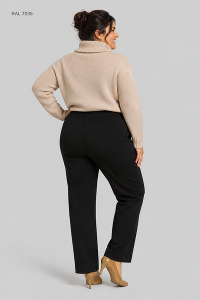 PANTALONE DONNA PERLA TAGLIE OVER GAMBA DIRITTA ELASTICO SPACCHETTI CADY ART. 26662 MAGIC