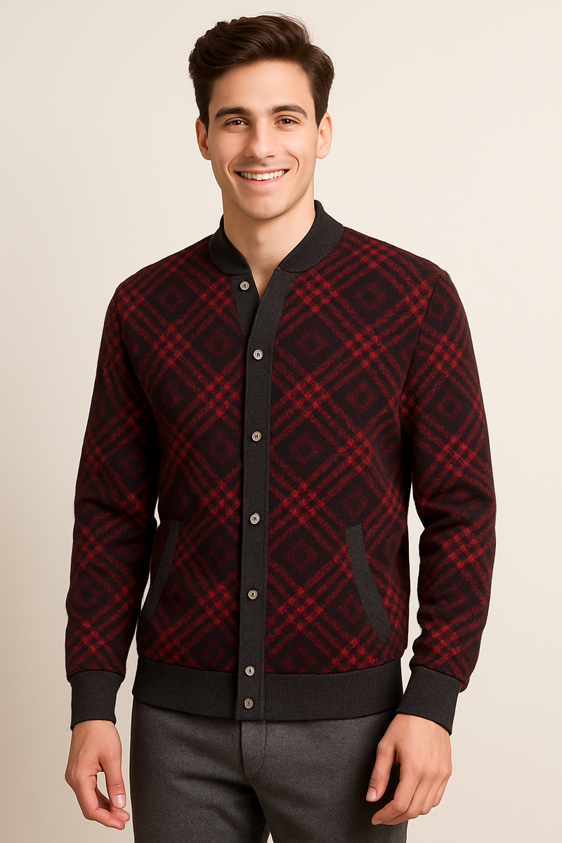 GIACCA DA CAMERA UOMO CALDA MORBIDA JACQUARD BOTTONI ROMBI BIPBIP ART. 6836G