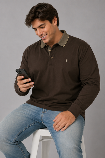 POLO UOMO COVERI TAGLIE OVER MANICA LUNGA CALDO COTONE ART. OPL5320