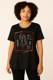T-SHIRT DONNA TAGLIE OVER SOPHIA MANICA CORTA STAMPA STRASS ART. 25071