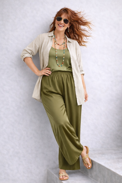 PANTALONE DONNA GIGLIOROSSO TAGLIEOVER RASO VISCOSA ELASTICO PALAZZO ART. 26104