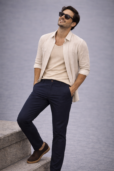 PANTALONE UOMO SEA BARRIER TASCHE FRANCESE MISTO LINO RUGULAR FIT ART. ALASKA-71